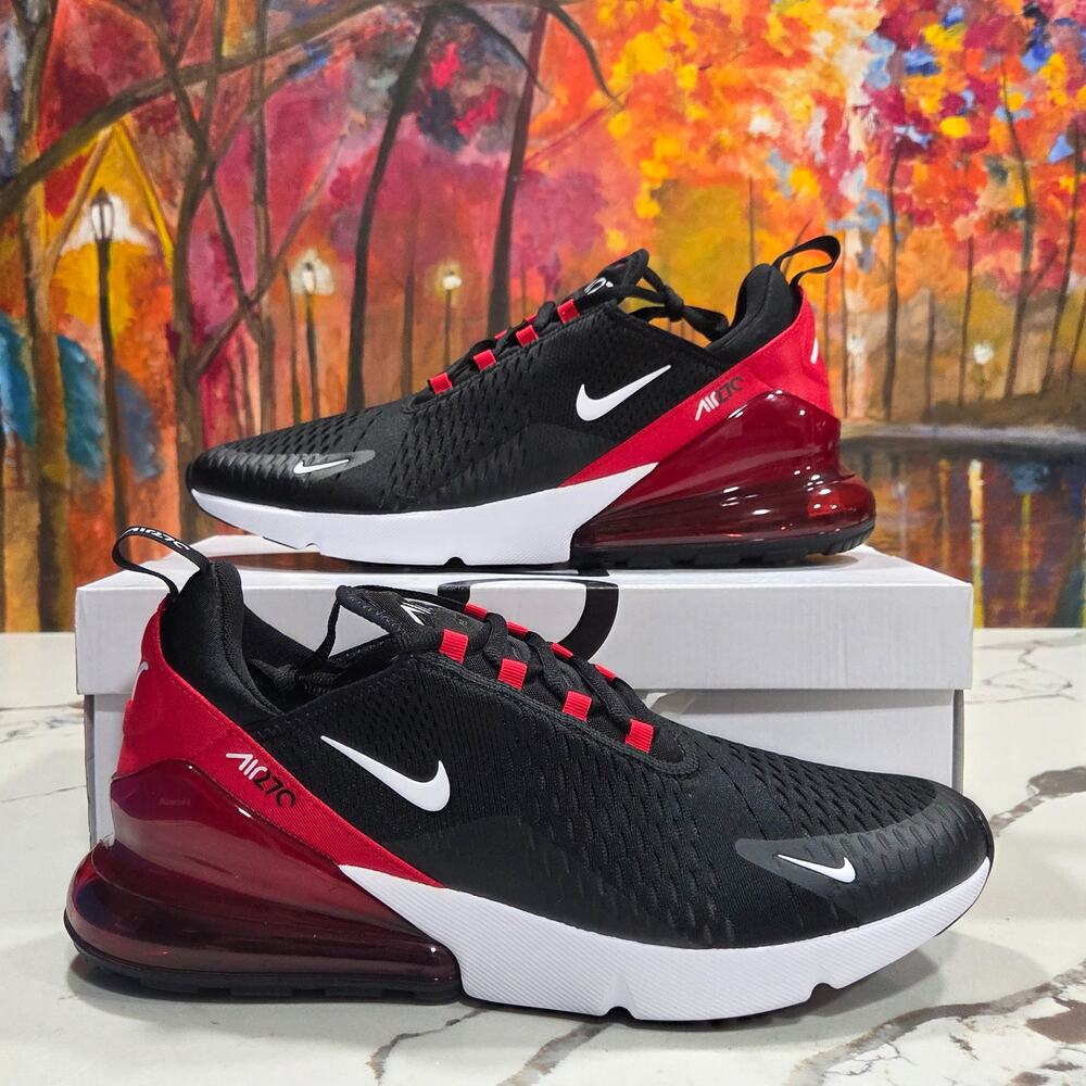 Nike Air Max 270 Black University Red Size 12 Men's Running Shoes